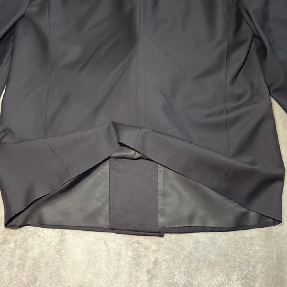 Ermenegildo Zegna Mens 54 Black Wool Tuxedo Jacket Peak Lapel Double Breasted